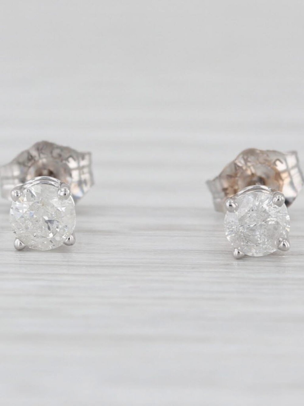 0.32ctw Diamond Solitaire Stud Earrings 14k White Gold Round Studs
